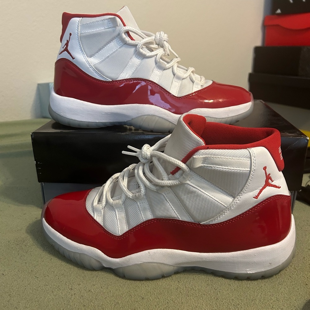 Jordan Red and White Athletic Shoes